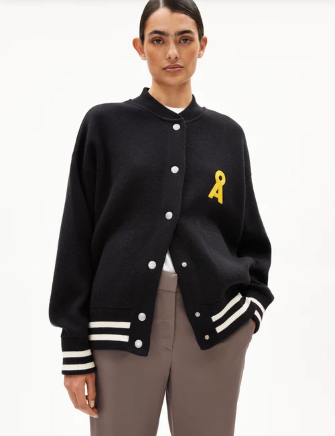 Iconic 'A' Alison College Jacket in Black