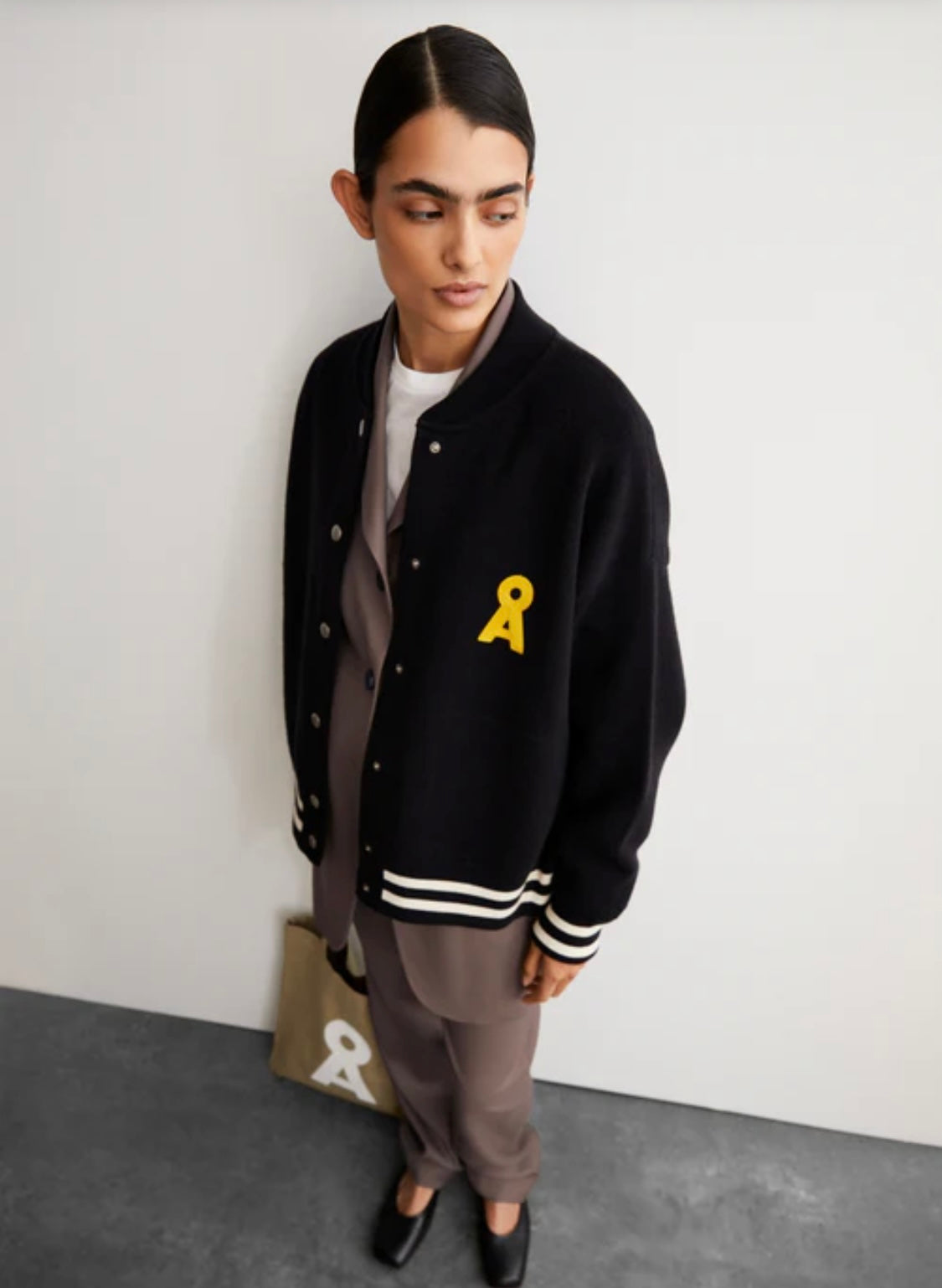 Iconic 'A' Alison College Jacket in Black