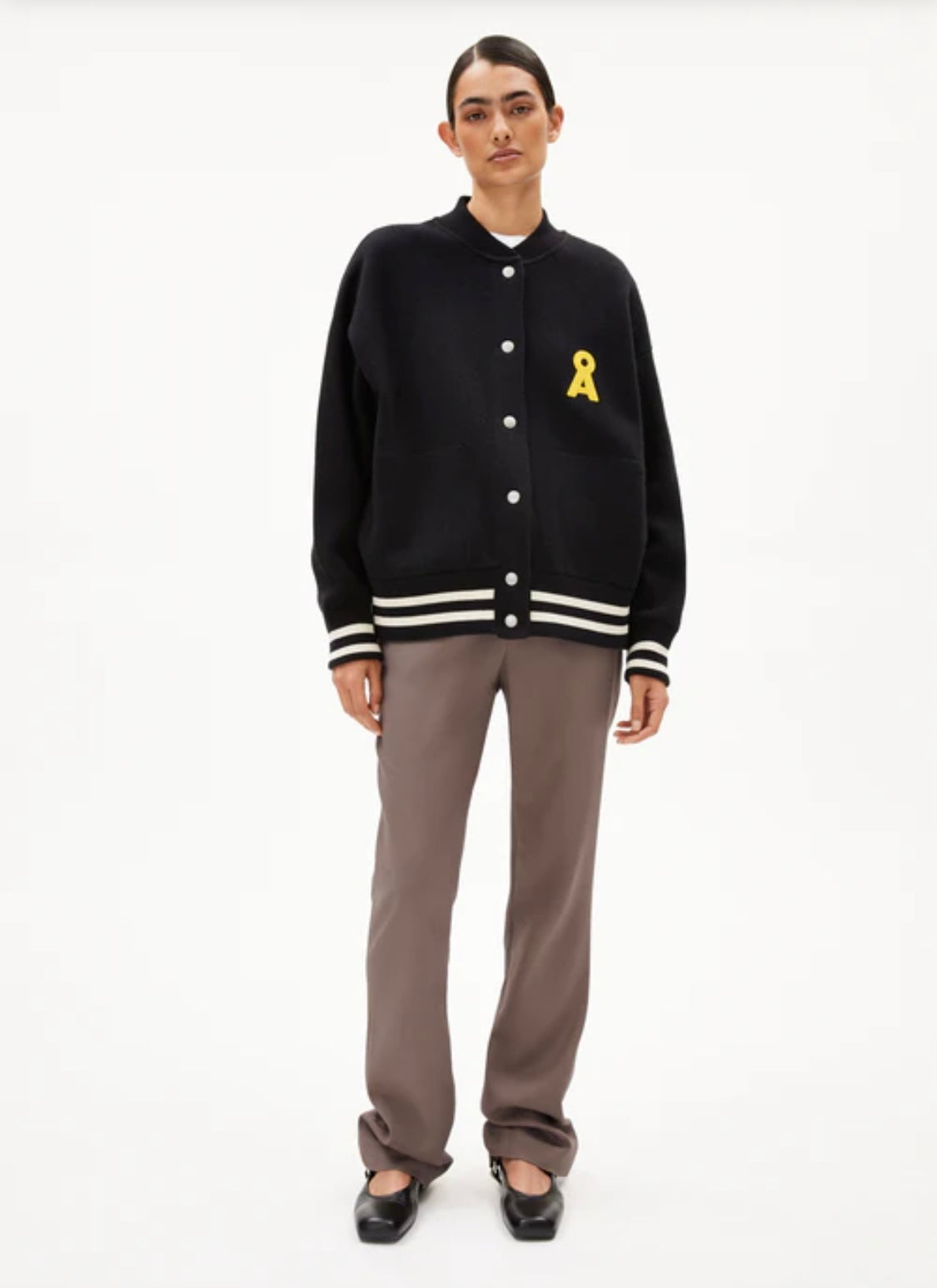 Iconic 'A' Alison College Jacket in Black