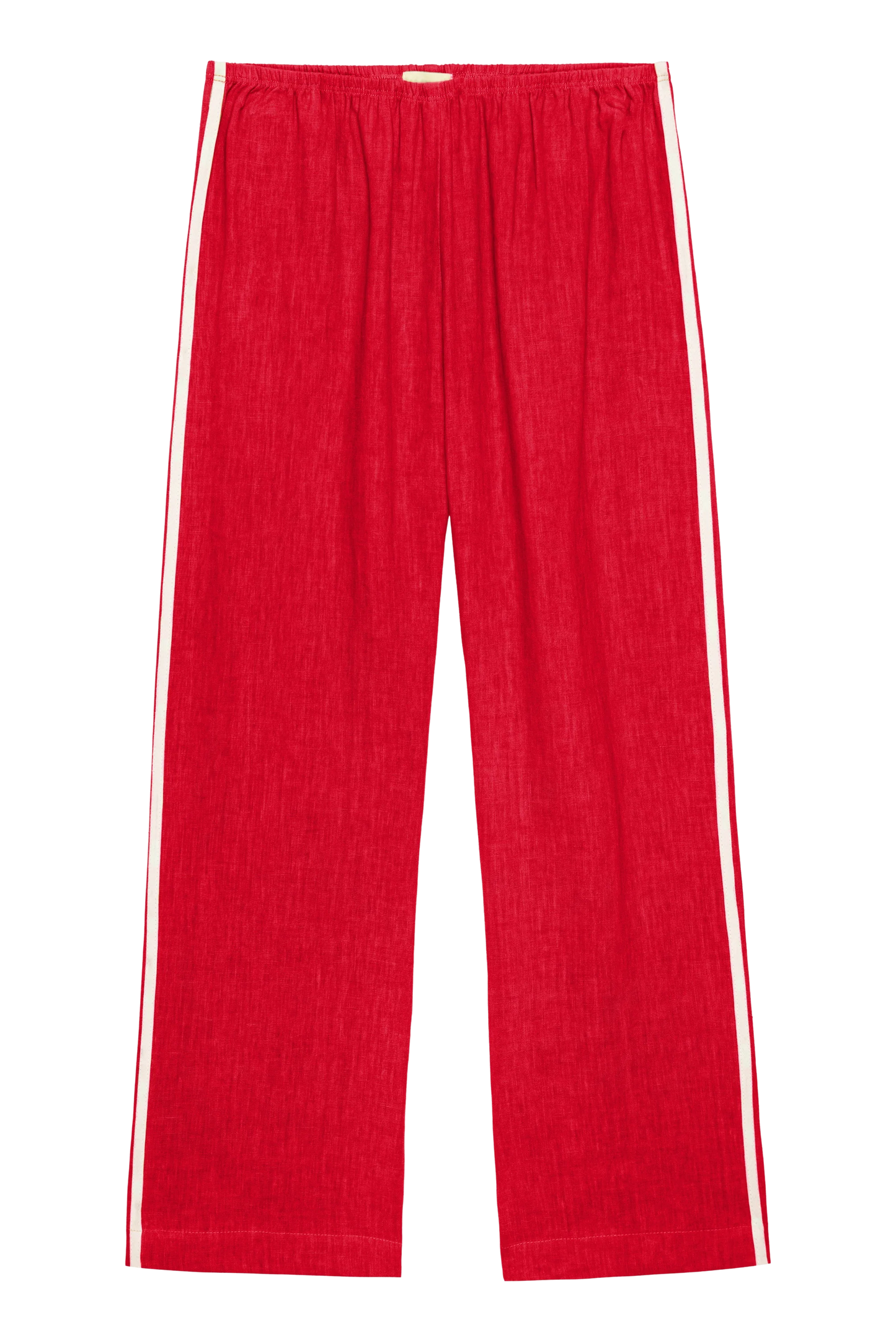 The Linen Crop Stripe Pant in Bell Pepper