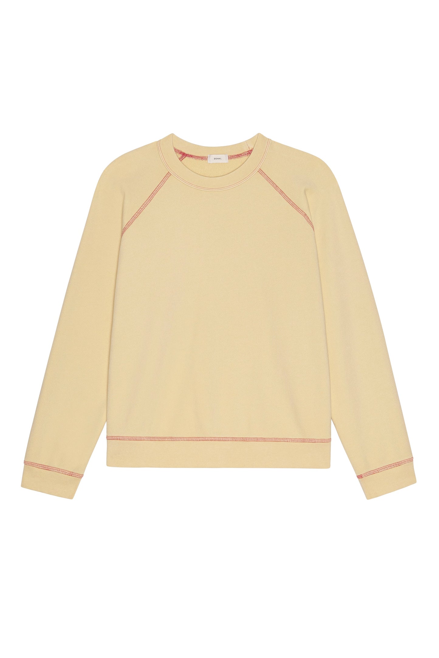 The Eco Terry Sweatshirt in Butter w/ Raspberry Stitching