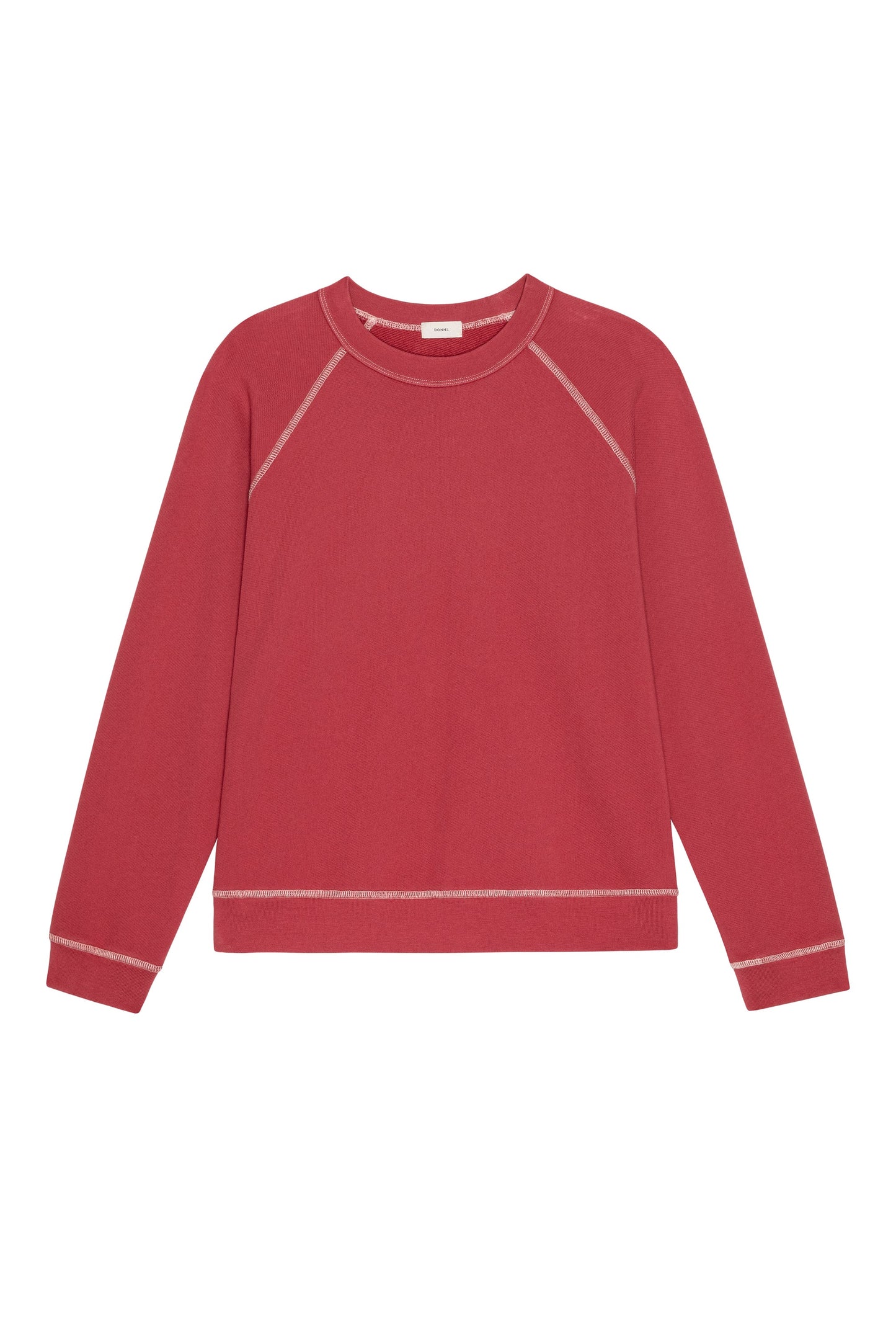 The Eco Terry Sweatshirt in Raspberry w/ Creme Stitching