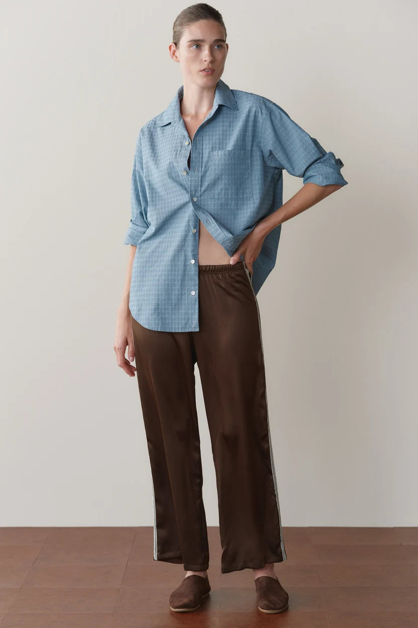 The Silk Lace Stripe Crop Pant in Espresso