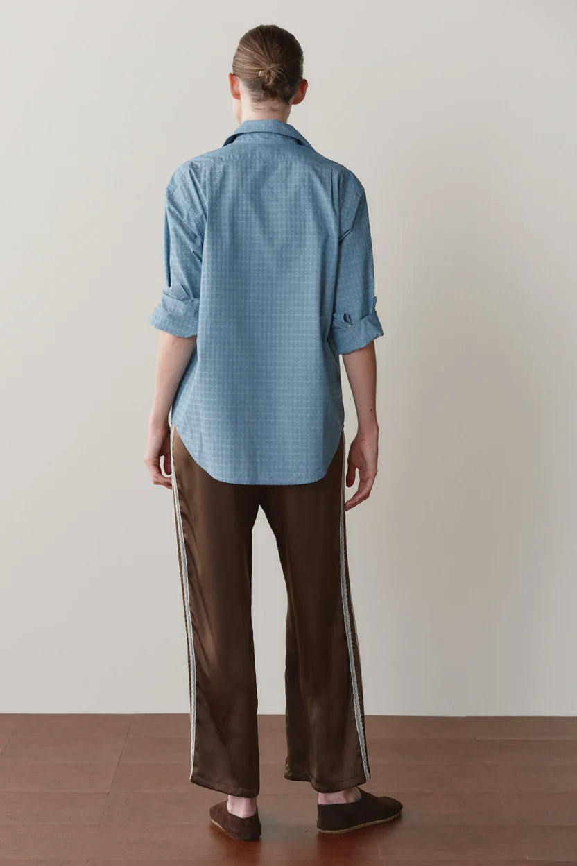 The Silk Lace Stripe Crop Pant in Espresso