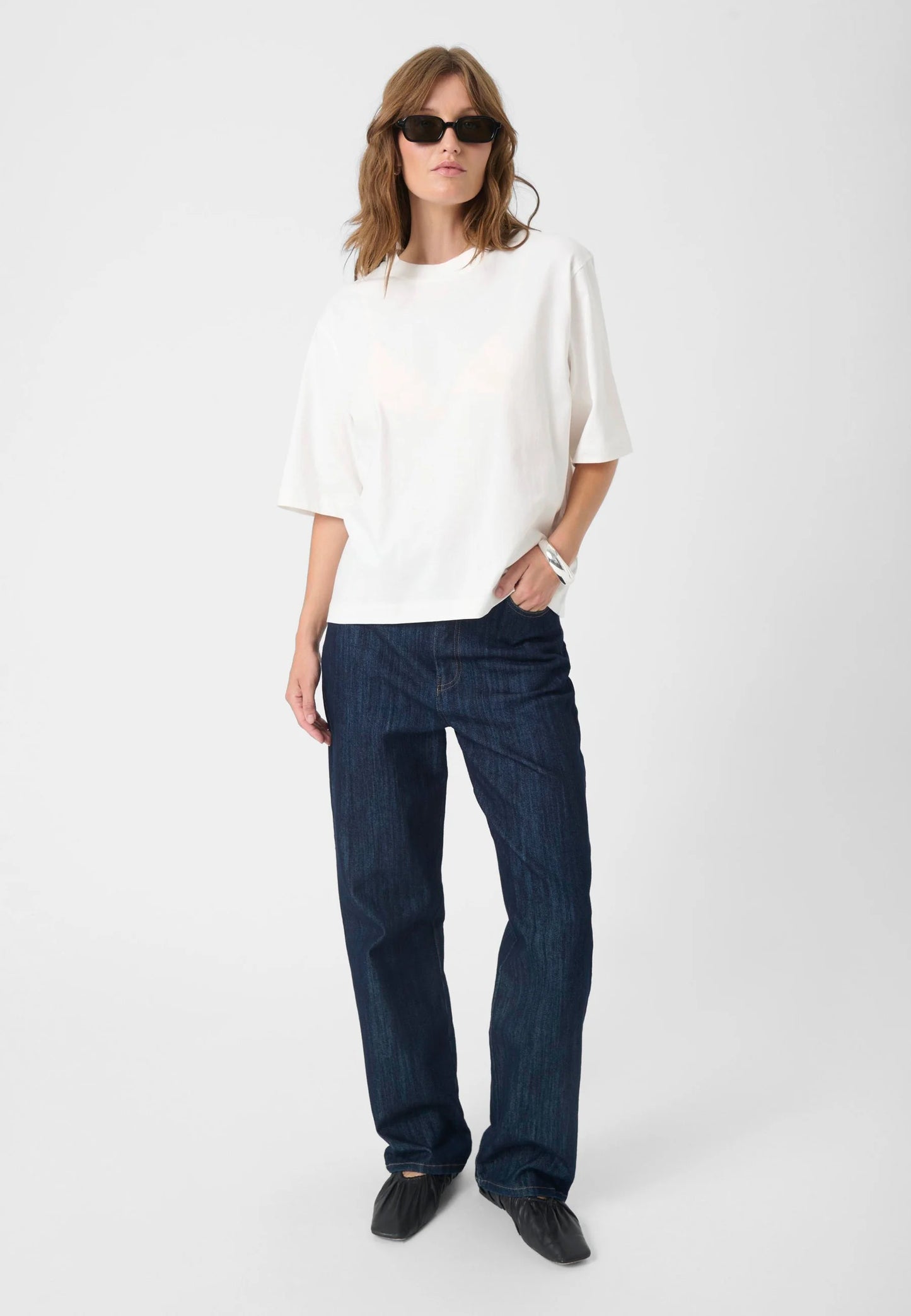 Jina Oversized Tee in Broken White