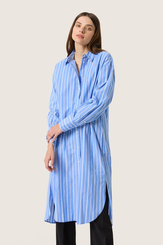 SALE SOAKED IN LUXURY Cotton Striped Shirt Dress