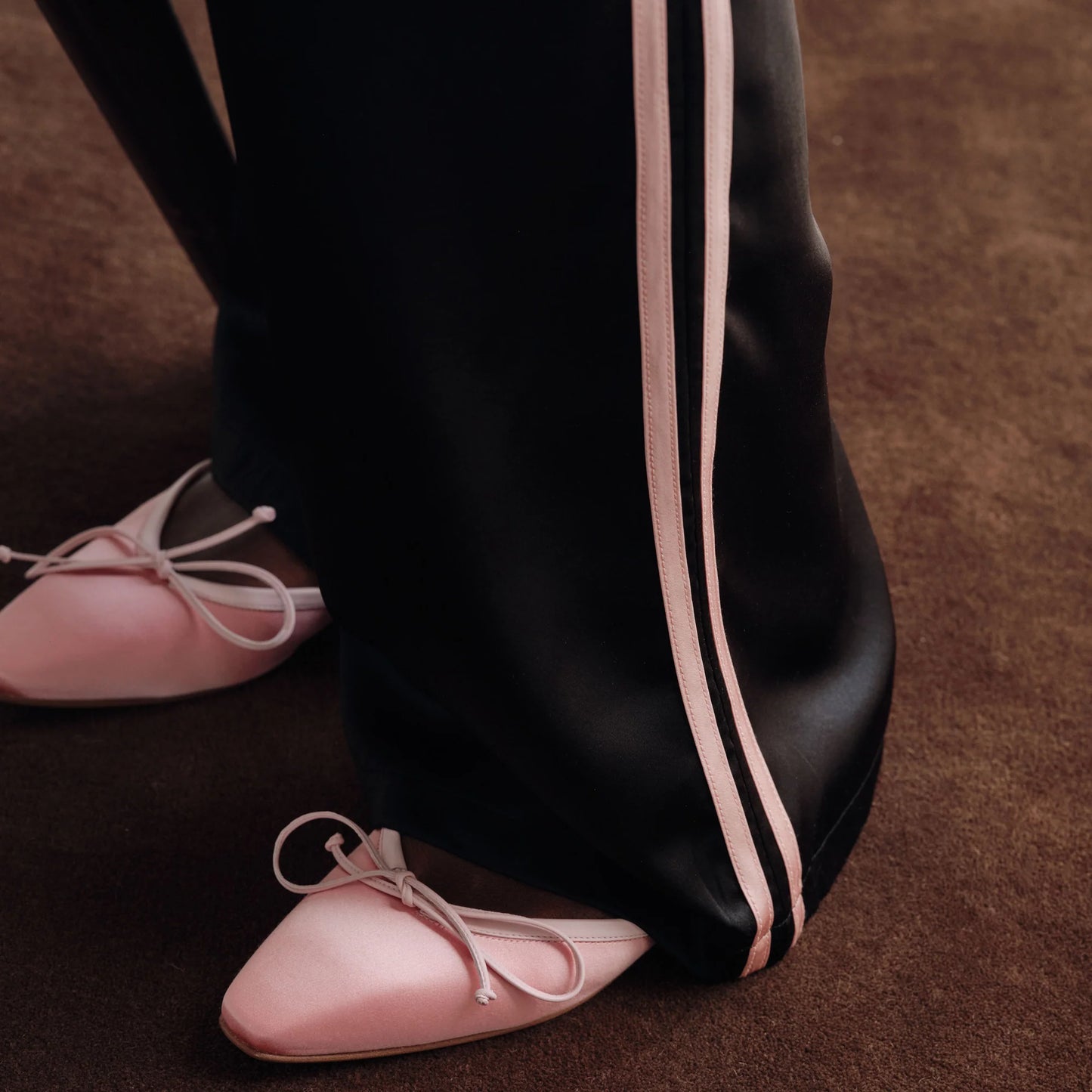 The Silk Stripe Simple Pant in Jet/Blossom