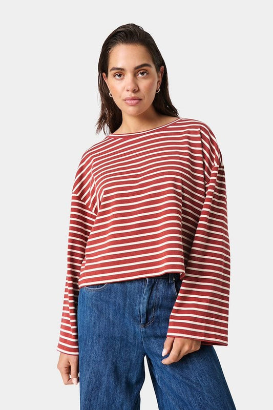 SALE SOAKED IN LUXURY Neo Boxy Striped LS Tee