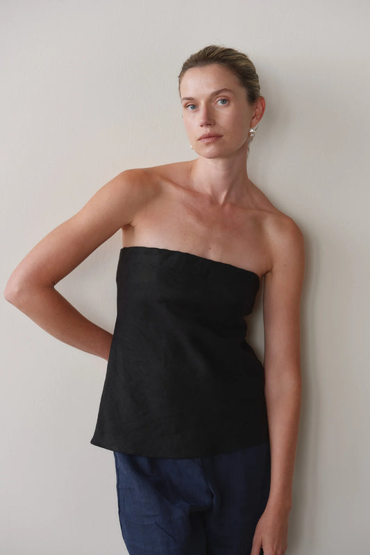 The Linen Tube Top in Jet