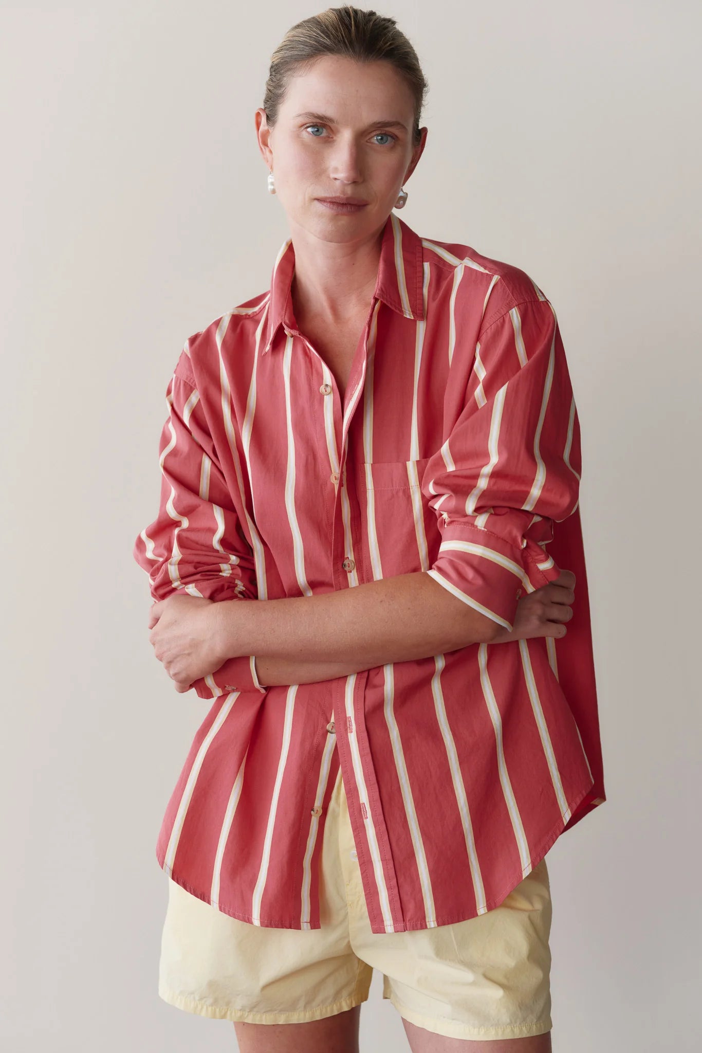 The Pop Shirt in Raspberry Stripe