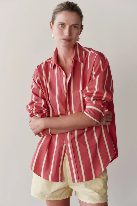 The Pop Shirt in Raspberry Stripe