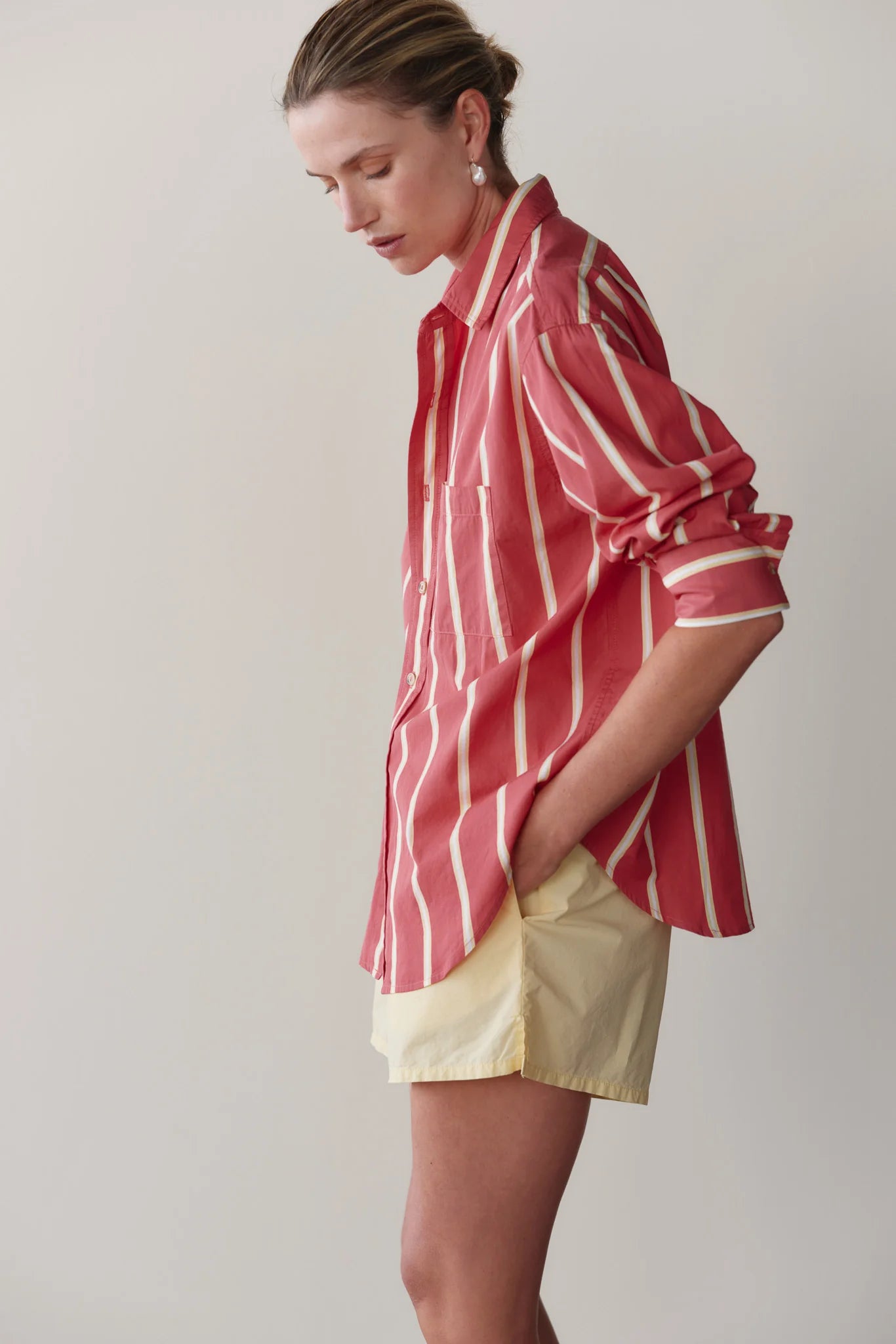 The Pop Shirt in Raspberry Stripe