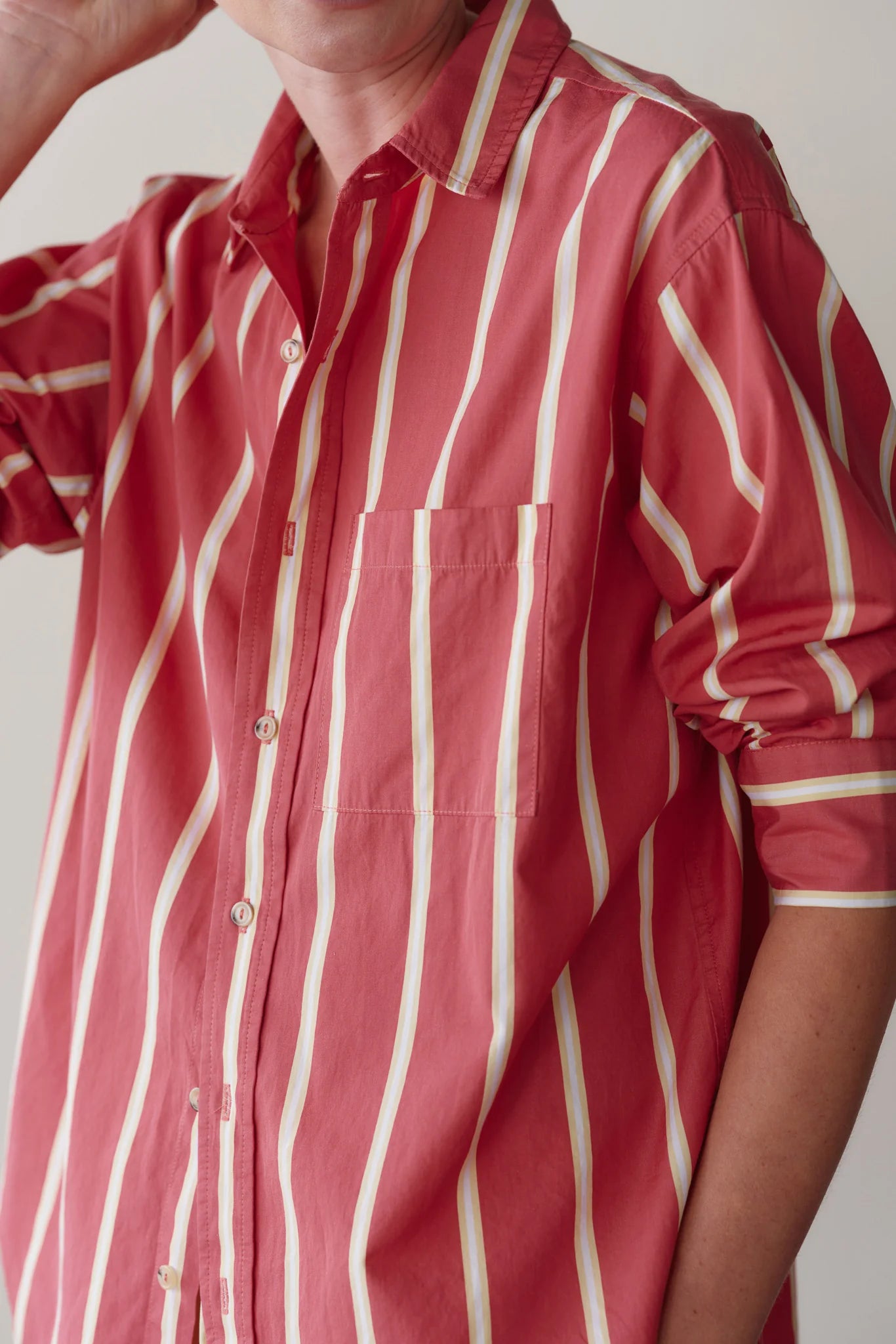 The Pop Shirt in Raspberry Stripe