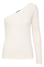 SOAKED IN LUXURY Simone One Shoulder Top in Whisper White